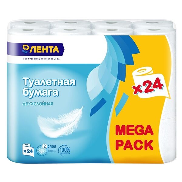 Туалетная бумага Лента двухслойная, 24 шт