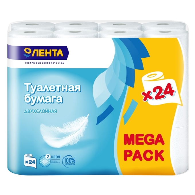 

Туалетная бумага Лента двухслойная, 24 шт