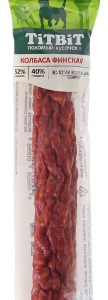 Колбаса Финская для собак Titbit Золотая коллекция говядина и индейка 30 г