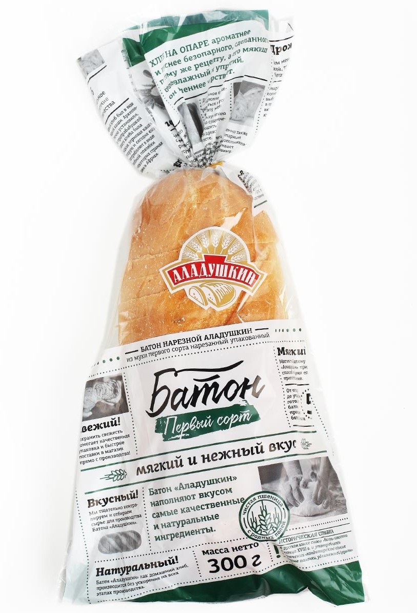 

Батон Аладушкин Нарезной Первый сорт, в нарезке 300 г