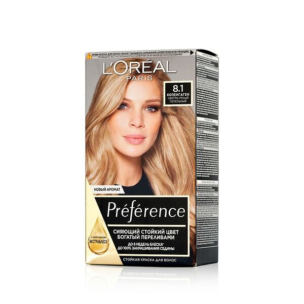 L'Oréal Paris Стойкая краска для волос Préférence Cool Blondes, оттенок 8.1, Копенгаген, светло-русый пепельный 174 мл