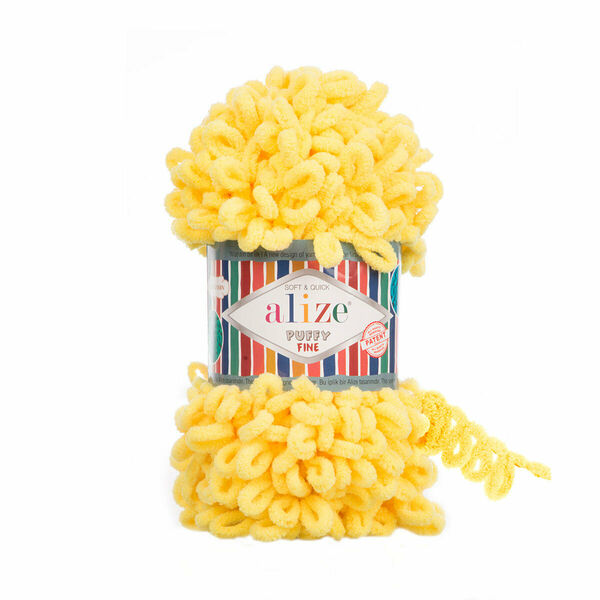 Пряжа Alize 'Puffy Fine' 100г 14м (100% микрополиэстер)(113 желтый)