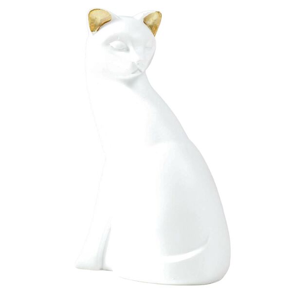 Фигурка декоративная Белая кошка с золотыми ушками, 4х6.5х10.7 см, полистоун, золотистый