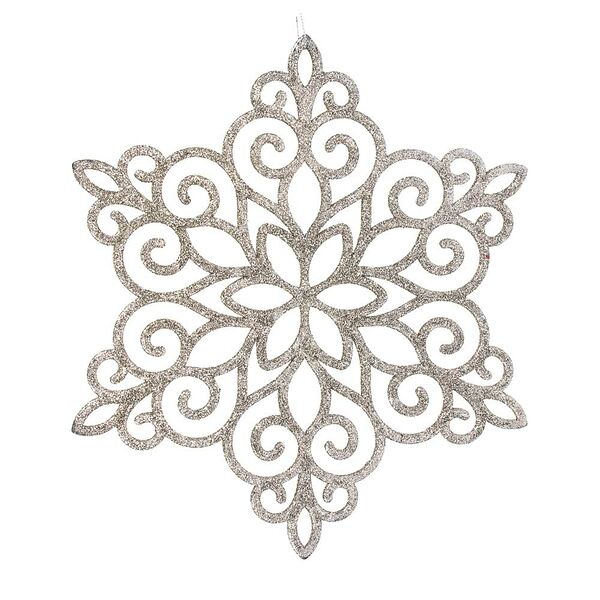 Сноу бум подвеска декоративная в виде снежинки, шампань, глиттер, пластик, 26см