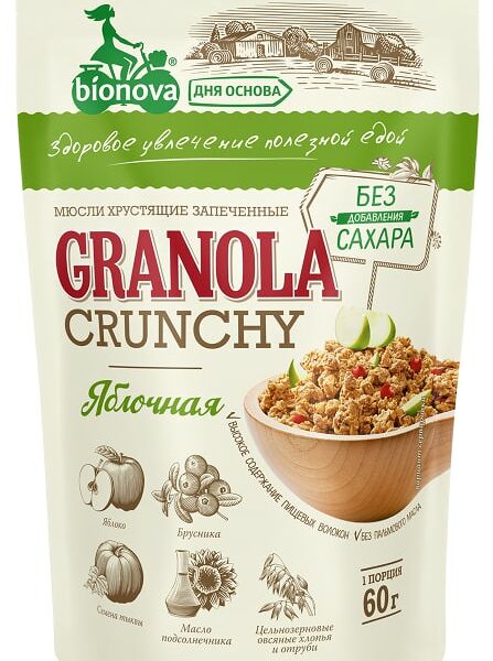 Мюсли Bionova яблочные 60г
