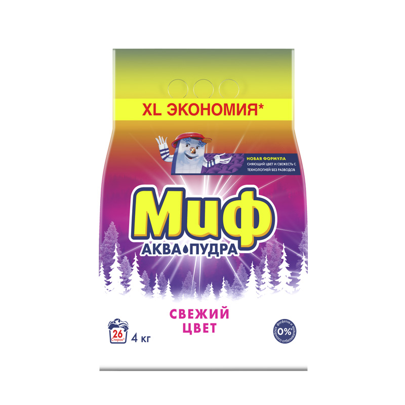 

Порошок для стирки Миф Автомат Свежий Цвет 4 кг