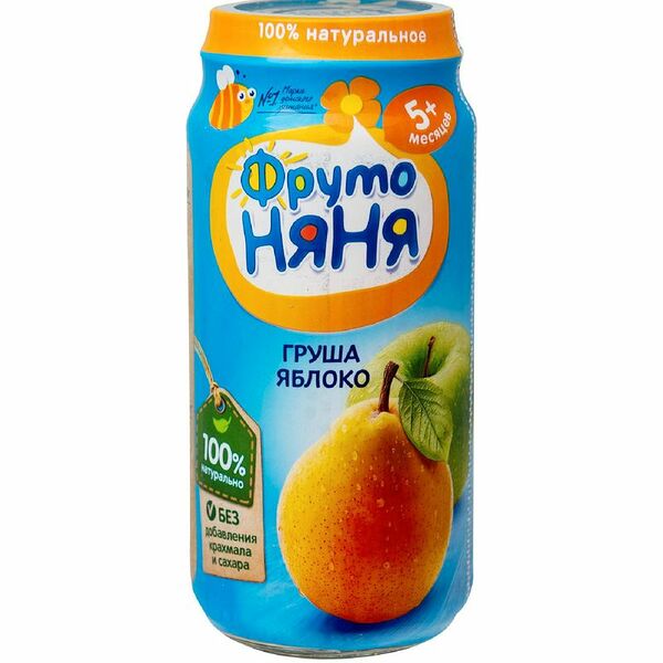 Пюре ФрутоНяня груша-яблоко с 5 месяцев, 250г