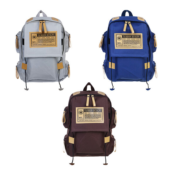 Рюкзак подростковый 41x26x14см, 1 отд., 5 карм., клапан на липучке, веревки, пэ, иск.кожа, 3 цвета