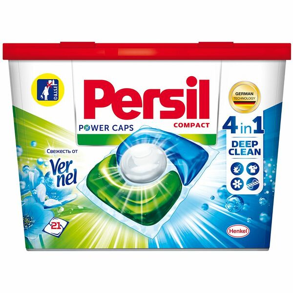 Капсулы для стирки Persil Power Caps 4in1 Свежесть от Vernel, 21 шт. 	