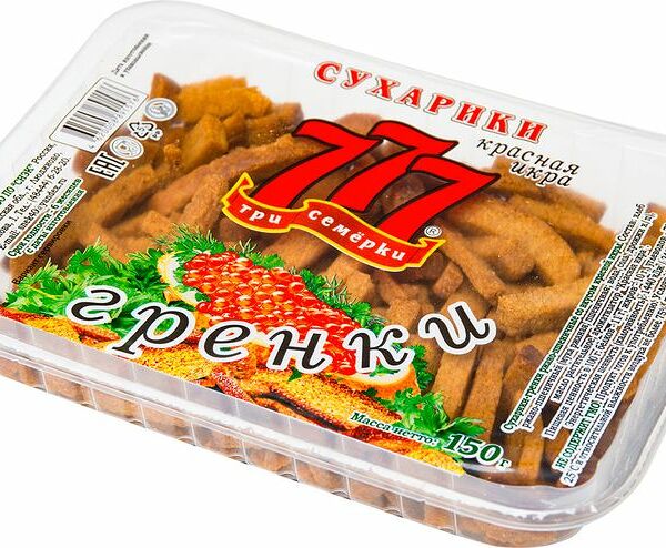 Гренки ржано-пшеничные Три Семёрки с ароматом красной икры 150 г