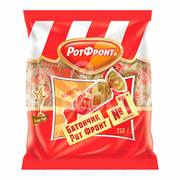 Конфеты Батончик Рот Фронт 250гр Объединенные Кондитеры пакет