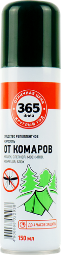 

Аэрозоль от комаров клещей мошек и слепней 365 ДНЕЙ