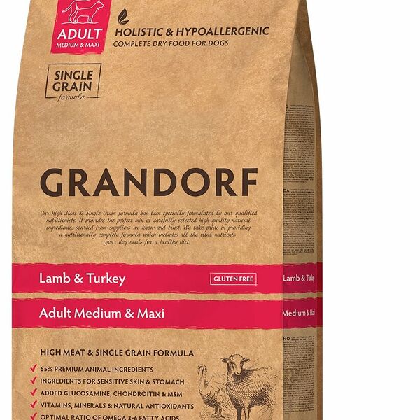 Grandorf Adult Medium/Maxi Ягненок/рис для собак 3 кг
