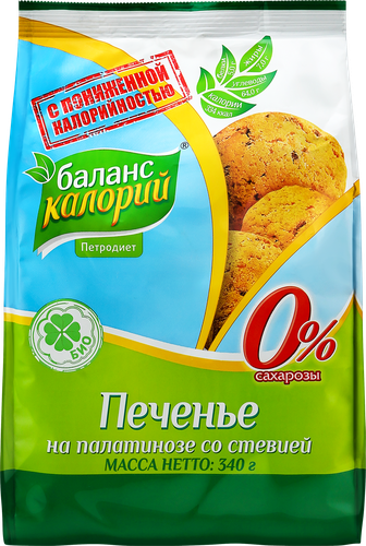 

Печенье БАЛАНС КАЛОРИЙ на палатинозе со стевией 340 г
