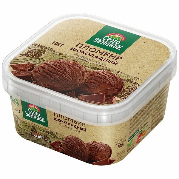 Мороженое пломбир Село Зелёное Шоколадный 15%