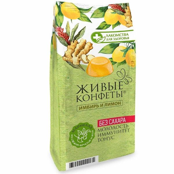 Мармелад желейный Лакомства для здоровья имбирь-лимон, 170г