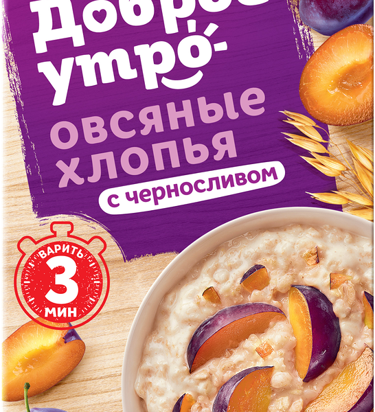 Хлопья овсяные УВЕЛКА Доброе утро с натуральным черносливом