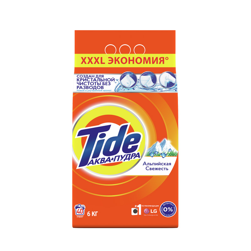 

Порошок автомат для стирки Tide Аквапудра Альпийская Свежесть 6 кг