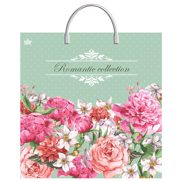 Пакет романтическая коллекция, с пластиковой ручкой, 35*36 см, 85 мкм пвд