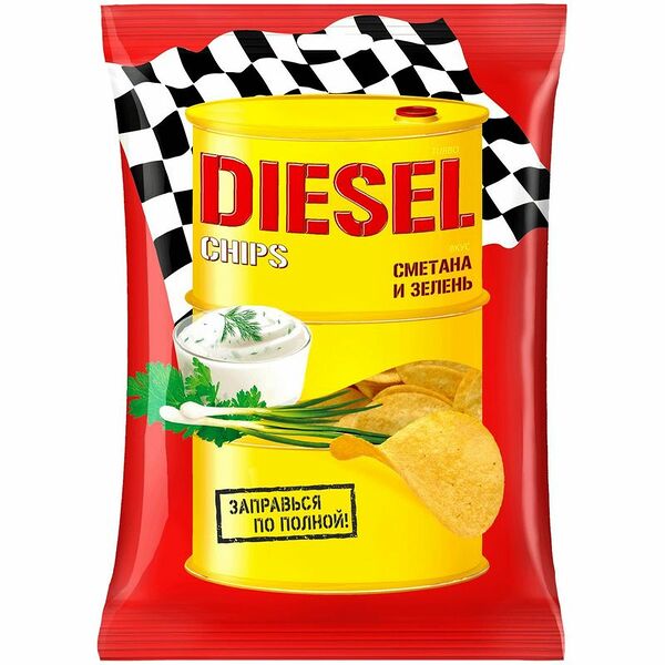 Чипсы картофельные Turbo Diesel Сметана и зелень 75 г