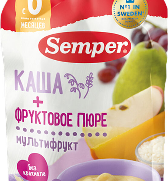 Каша с фруктовым пюре Semper Мультифрукт с 6 месяцев