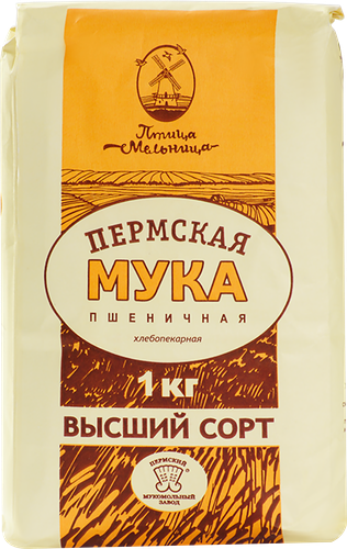 Мука пшеничная Птица-мельница хлебопекарная высший сорт 1 кг