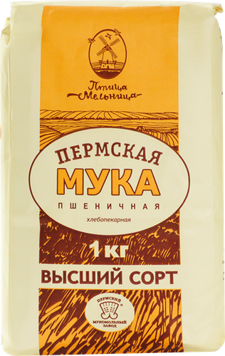 

Мука пшеничная Птица-Мельница хлебопекарная высший сорт 1 кг
