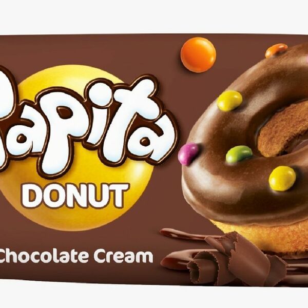 Кекс Solen Papita donut с какао глазурью, шоколадной начинкой и цветным драже