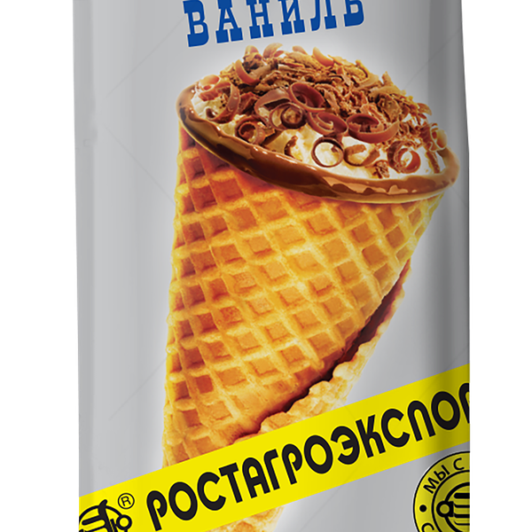 Десерт творожный глазированный РОСТАГРОЭКСПОРТ с ванилью в вафельном рожке 15%, без змж, 60г