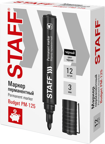 

Маркер перманентный Staff Basic Budget PM-125 черный 1 шт