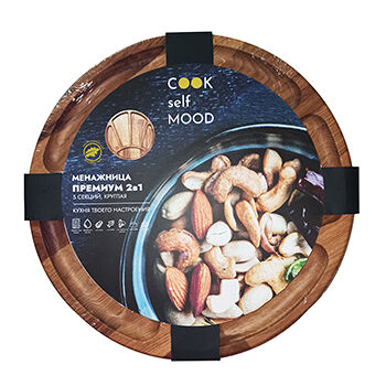 Менажница «Премиум» дубовая 2 в 1 круглая, 5 секций, Cook Self Mood, 28*2 см, Россия