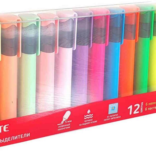Набор маркеров-выделителей deVENTE на водной основе 1-5 мм, 12 шт.