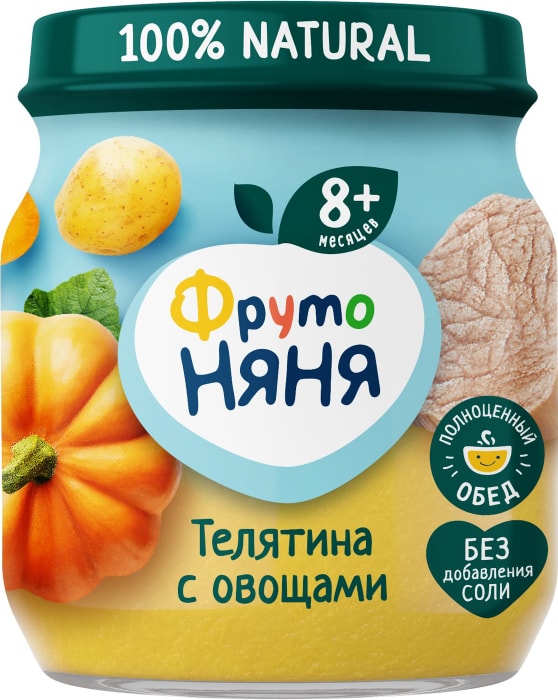 

Пюре ФрутоНяня Телятина с овощами с 8 месяцев 100 г