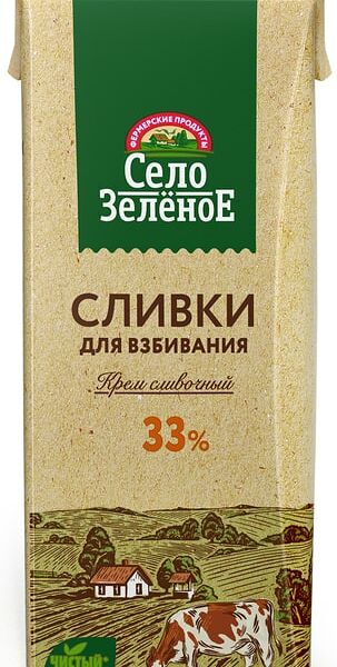 Сливки Село Зеленое 33% 200г