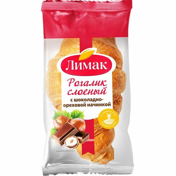 Рогалик слоеный с шоколадно-ореховой нач п/уп Лимак