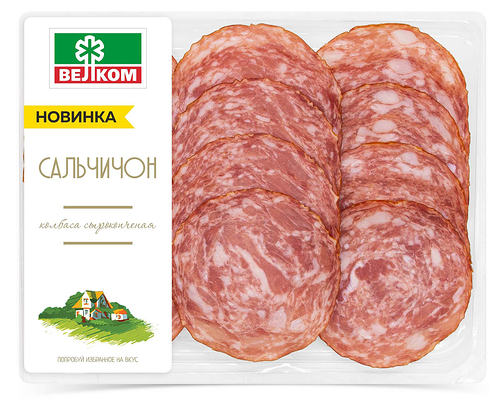 Колбаса сырокопченая ВЕЛКОМ Сальчичон, нарезка