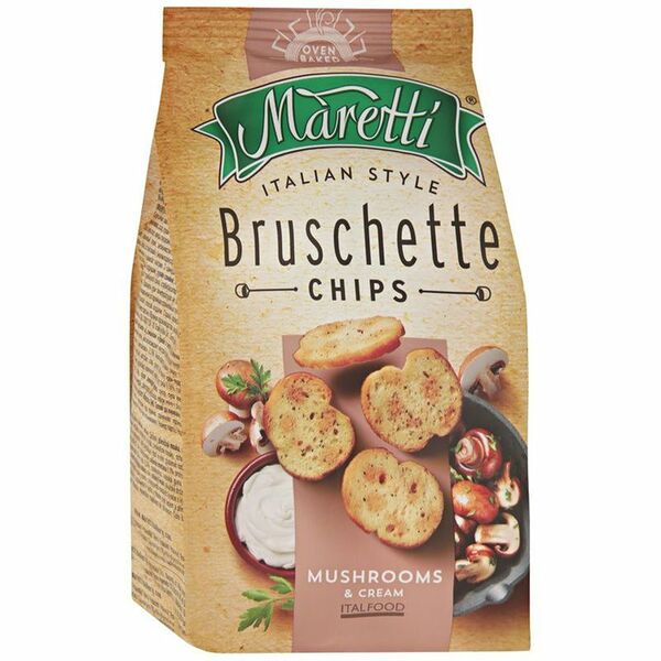 Сухарики Maretti Bruschette chips Mushrooms & cream пшеничные 70 г