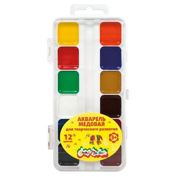 Акварель Каляка-Маляка 12 цв. карт. уп. б/кисти, европодвес 3+