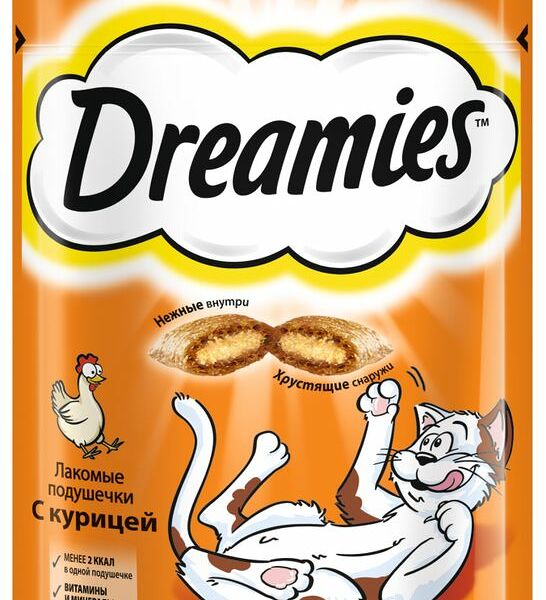 Лакомство Dreamies с курицей для кошек 30г