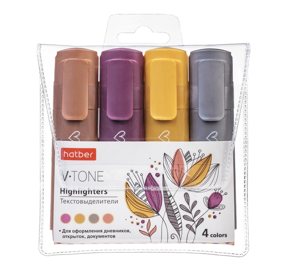 

Набор текстовыделителей Hatber V-tone Metallic, 4 шт.