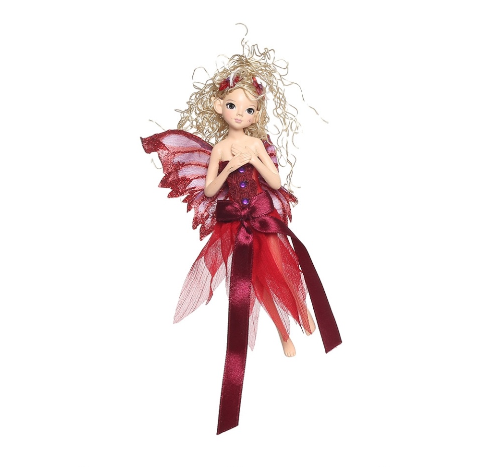 

Игрушка для елки Florasilk Фея - Columbine огненная красная Floralsilk Великобритания