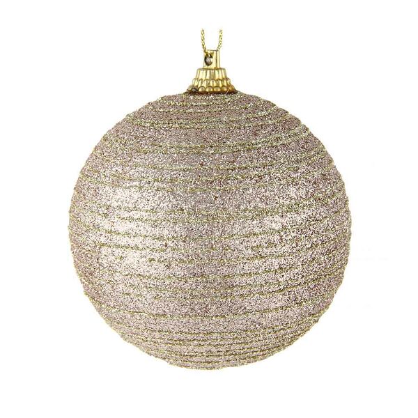 Сноу бум подвеска шар с декором, шампань цвет, пластик, 8см