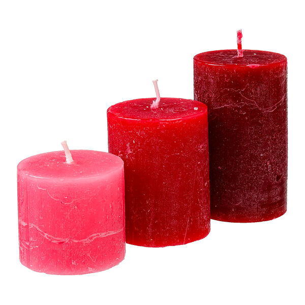 Набор свечей 3 шт, парафин, 14,5х5х8,5 см, рустик арома в пленке, вишня