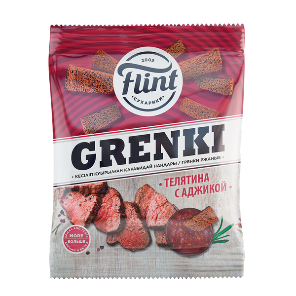 Гренки ржаные Flint со вк телятины с аджикой 100г