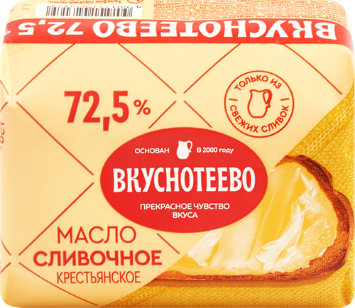 

Масло сливочное Вкуснотеево Крестьянское 72.5% 180 г