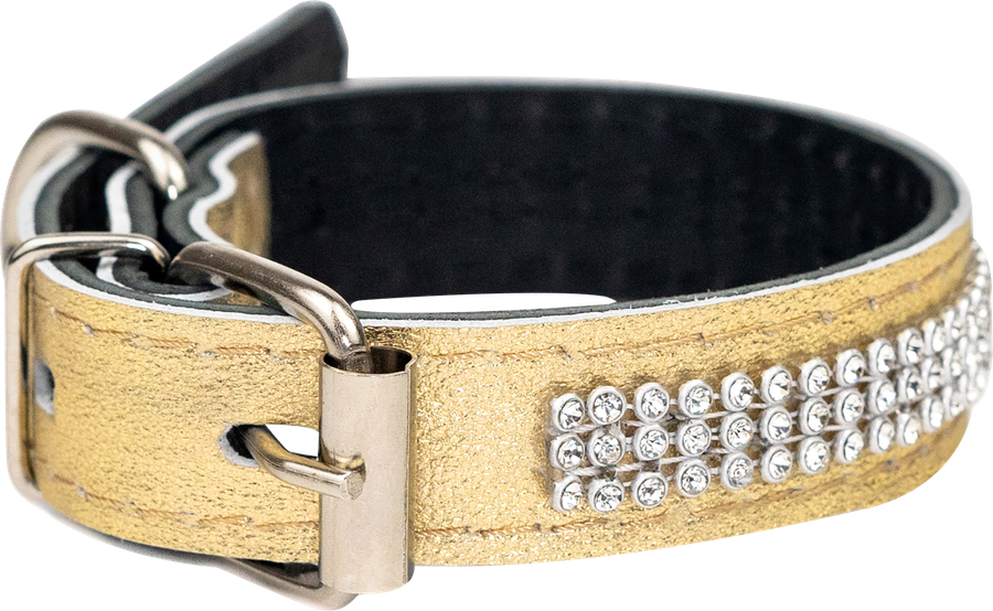 

Ошейник кожаный ЛЕНТА 20мм обхват 23–33см со стразами 2х-слойный цветной