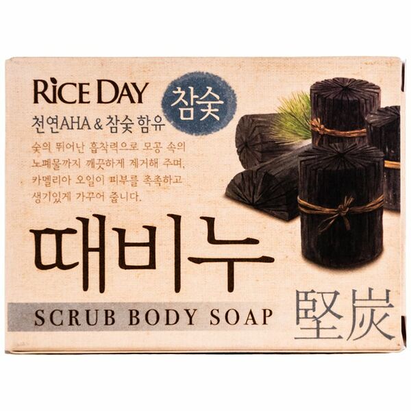 Мыло туалетное Rice Day древесный уголь с эффектом скраба