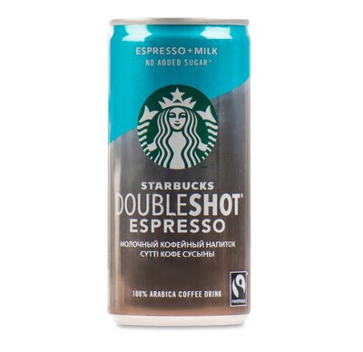 Напиток кофейный Starbucks Двойной выстрел (Doubleshot) Эспрессо без сахара с молоком 200 мл