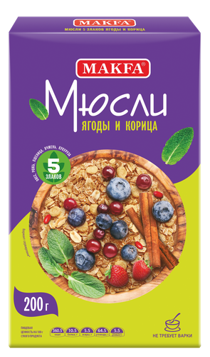 

Мюсли Макфа 5 Злаков Ягоды-Корица 200г