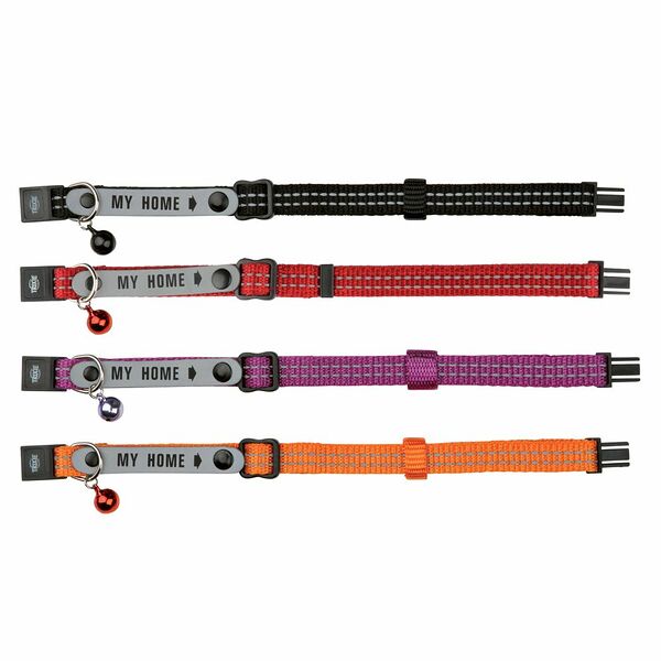 Ошейник для кошек светоотражающий с адресником и колокольчиком 21х2,5 см